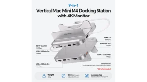 PULWTOP Mac Mini M4 Dock and Stand 9-in-1