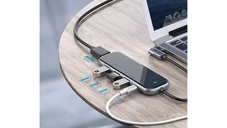 Baseus CAHUB-BZ0G Multi-functional 5 in 1 HUB Adapter (USB Type C to USB 3.0 x 3 + 4KHD + PD) macccity bd 2