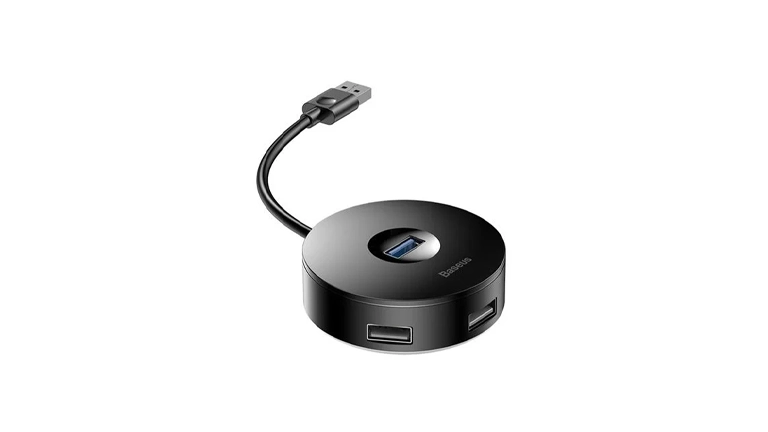 Baseus CAHUB-F01 Round Box 4 in 1 USB HUB Adapter (USB 3.0 to USB 3.0 x 1 + USB 2.0 x 3) maccity bd