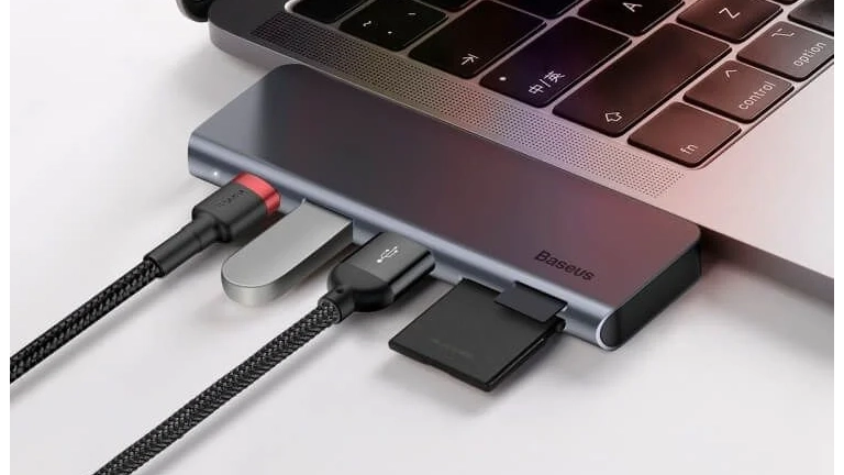 Baseus USB-C Harmonica 5-in-1 HUB Adapter (CAHUB-K0G) maccity bd 1