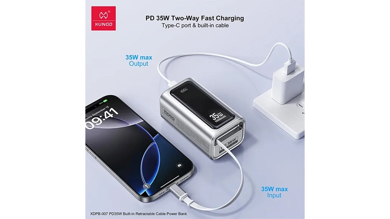 XUNDD XDPB-W007 PD 35W Power Bank with Retractable Cable - 10000mAh maccity bd 1
