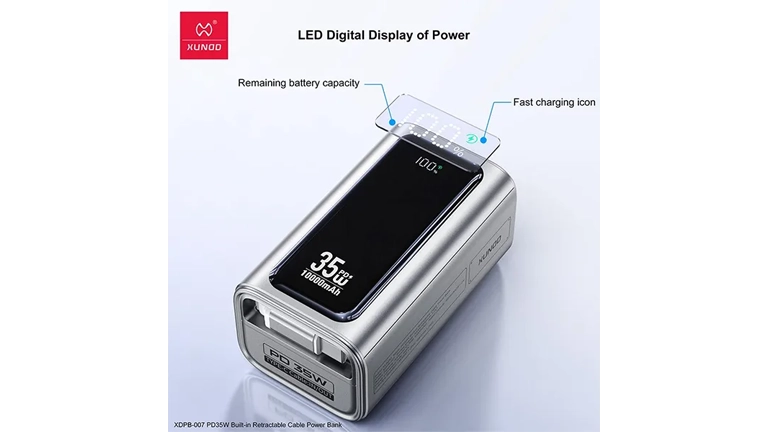 XUNDD XDPB-W007 PD 35W Power Bank with Retractable Cable - 10000mAh maccity bd 2