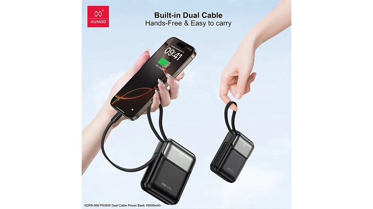 XUNDD XDPB-W008 PD 35W Dual Cable Mini Power Bank - 10000mAh maccity bd 2