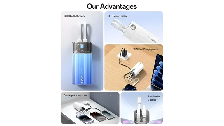 XUNDD XDPB-W009 PD35W 20000mAh Dual Cable Power Bank maccity bd2